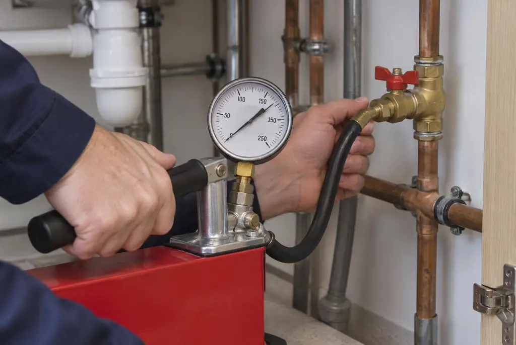 Lekdetectie Nijverdal – druktest op een waterleiding met een manometer