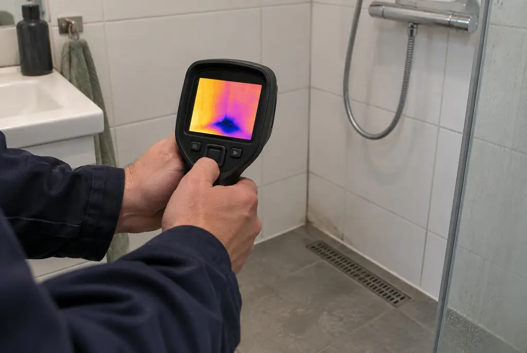 Lekdetectie Nijverdal – lekdetectiespecialist met warmtebeeldcamera in een badkamer